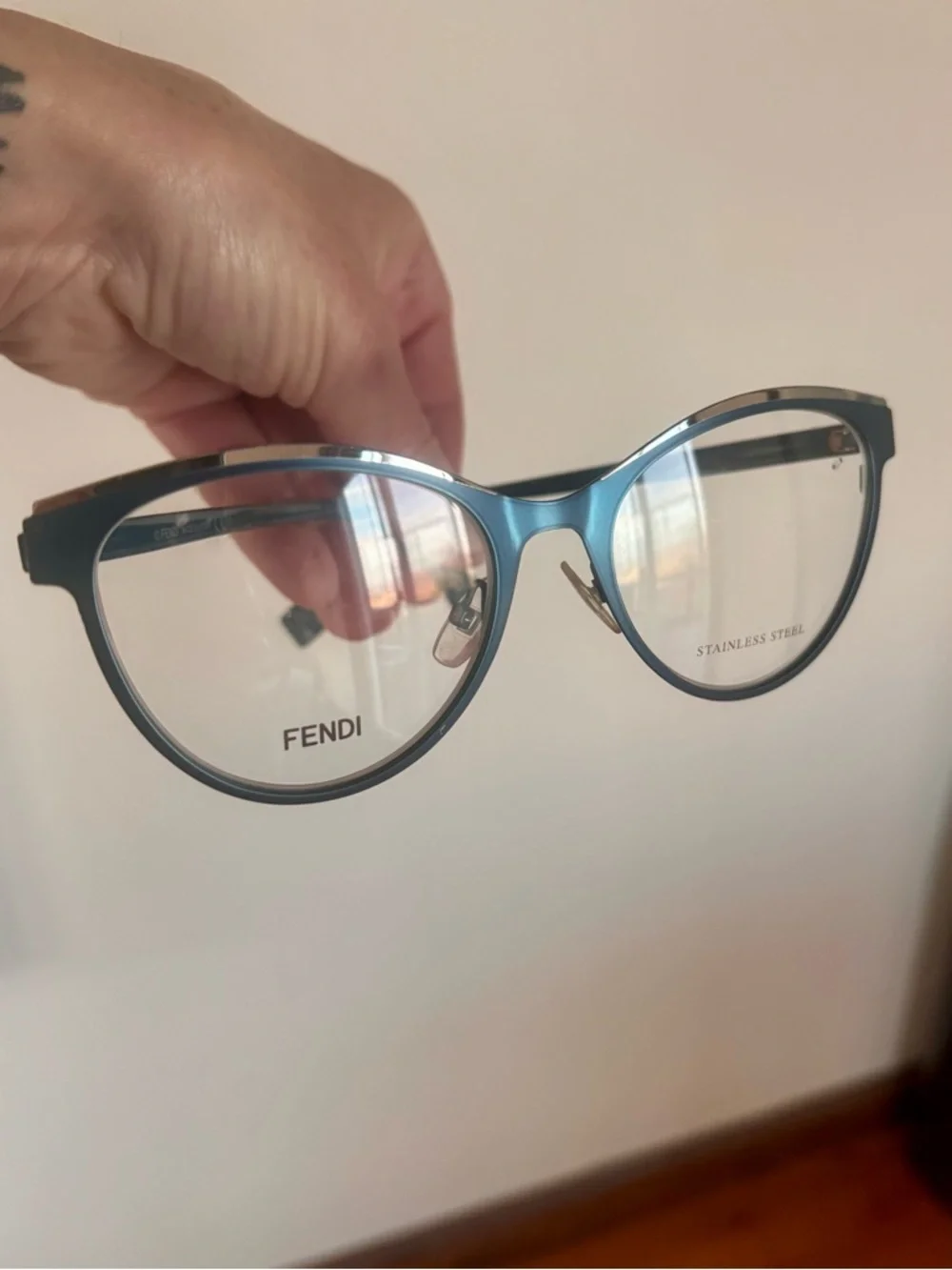 FENDI FF 0278 ZI9 Cat-Eye Eyeglasses – Teal Blue Italian Designer Frames NWOT